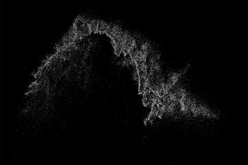 White grainy texture. Abstract dust overlay. Grain noise. White explosion on black background. Splash realistic effect. Vector illustration.	
