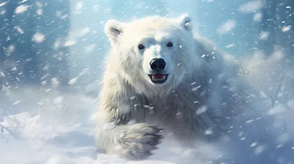Rolgordijnen Polar bear in the snow © Merab