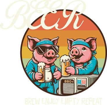 cartoon animal party beer