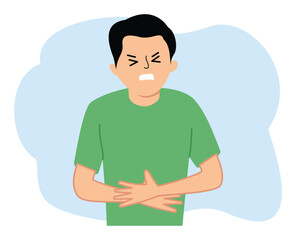 illustration of man suffering from stomach ache symptom