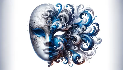 Gordijnen venetian carnival mask illustration on white background, Generative AI © Eduardo