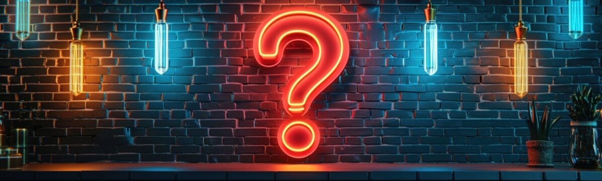 Question mark on a brick wall