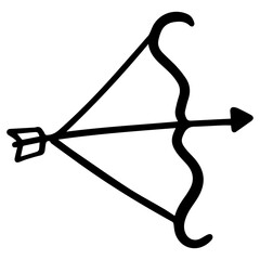 Bow and arrow black color doodle element icon sign. Vector flat design illustration.