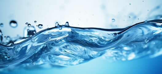 Blue water splash macro close up.