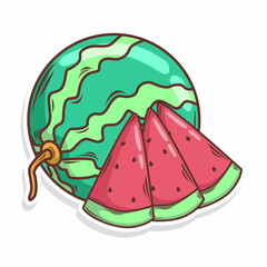 watermelon cartoon doodle art. hand draw illustration