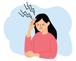 illustration of female suffering from headache or stress Psychology