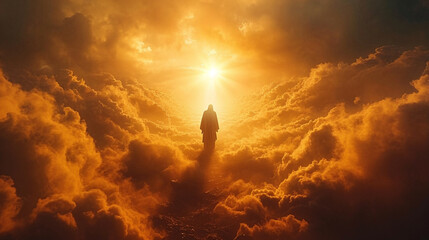 The second coming of Jesus, Jesus on the clouds, heaven - obrazy, fototapety, plakaty