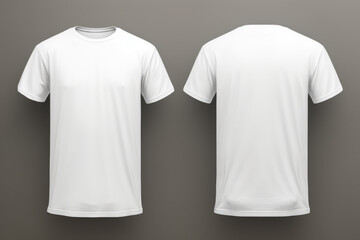 White male t shirt mockup front and back view for template design illustration - obrazy, fototapety, plakaty