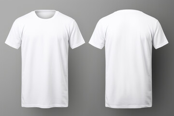 White male t shirt mockup front and back view for template design illustration - obrazy, fototapety, plakaty