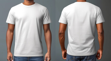 white t shirt mockup for man front and back view template illustration design