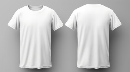 White male t shirt mockup front and back view for template design illustration