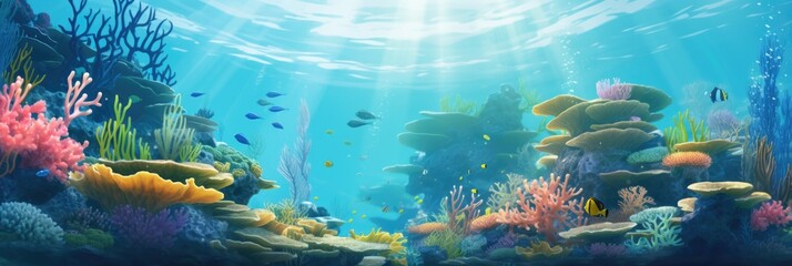 Fish sea background in the ocean - obrazy, fototapety, plakaty