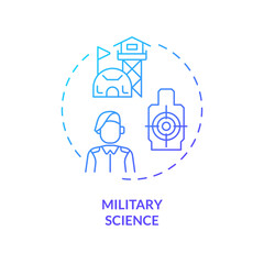 2D gradient military science icon, creative isolated vector, thin line illustration representing extracurricular activities.