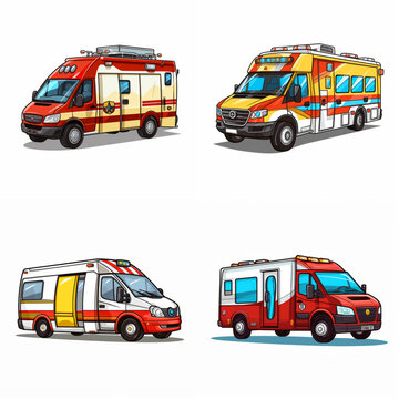 Set of ambulance car vector