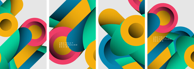 Abstract round shapes and circles poster designs. Vector illustration For Wallpaper, Banner, Background, Card, Book Illustration, landing page