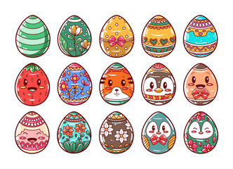 Easter eggs vector illustration set