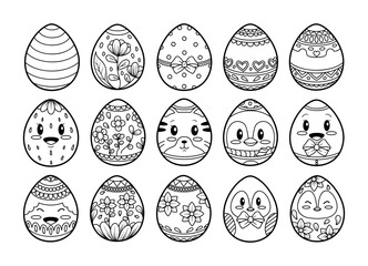 Easter eggs outline sketch vector illustration set