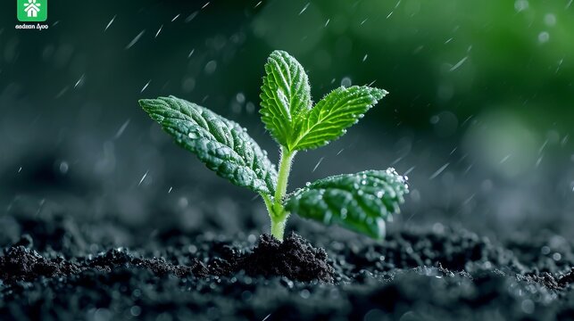 Lush green seedlings growing from nutrient rich soil in a natural environment