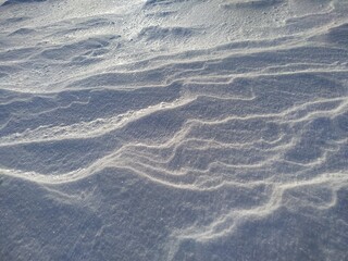 Snow surface closeup, white desert