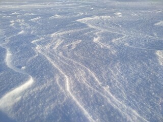Snow surface closeup, white desert
