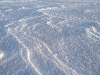 Snow surface closeup, white desert