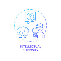 2D gradient intellectual curiosity icon, creative isolated vector, thin line illustration representing extracurricular activities.