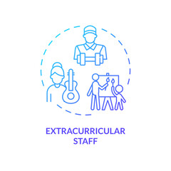 2D gradient extracurricular staff icon, creative isolated vector, thin line illustration representing extracurricular activities.