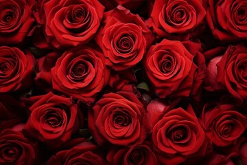 Background of red roses representing love on Valentine's Day. Generative AI