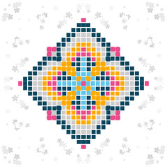 geometric mosaic with flowers