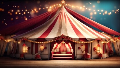 Circus tent decoration with soft focus light and bokeh background
