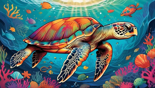 Turtle's journey in the ocean