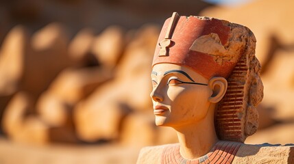 Regal female pharaoh statue   an exquisite ancient symbol of power, beauty, and female leadership