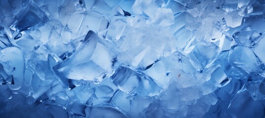 Clear blue ice texture with abstract surface cracks   winter background