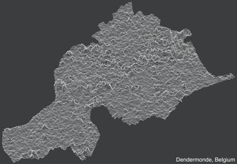 Topographic relief map of the city of DENDERMONDE, BELGIUM with solid contour lines and name tag on vintage background