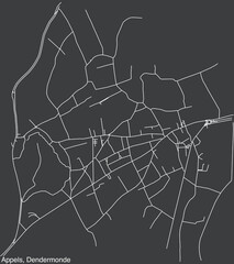 Detailed hand-drawn navigational urban street roads map of the APPELS COMMUNITY of the Belgian municipality of DENDERMONDE, Belgium with vivid road lines and name tag on solid background - obrazy, fototapety, plakaty