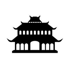 Confucian temple silhouette icon vector. Chinese temple silhouette for icon, symbol or sign. Confucius building icon for lunar new year or religious