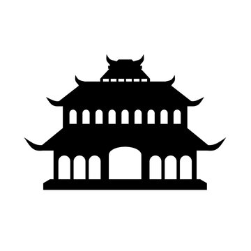 recommend clip art: Confucian temple silhouette icon vector. Chinese temple silhouette for icon, symbol or sign. Confucius building icon for lunar new year or religious