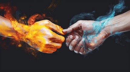 Expressive handshakes: vibrant oil painted hands embracing diversity and inclusion
 - obrazy, fototapety, plakaty
