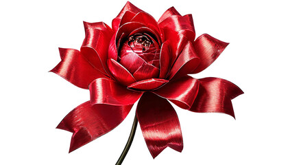Red gift bow isolated on transparent background.