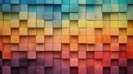 Vibrant spectrum of multicolored wooden blocks - creative and diverse background