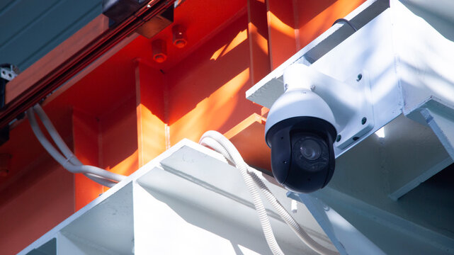 Rotating CCTV camera on metal structures