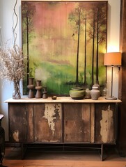 Aesthetic Abstract Botanical Landscape: Vintage Nature Wall Art