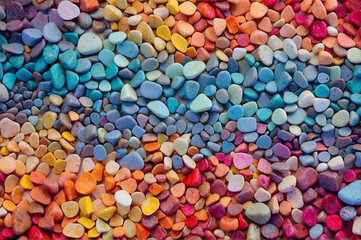 Fototapeta na wymiar Spectrum of colorful rock or pebbles pattern