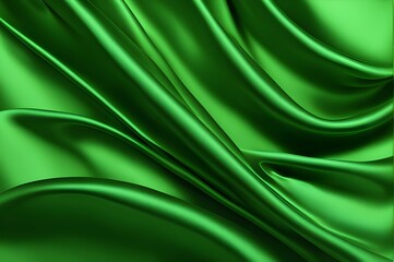 Luxurious green silk background, a smooth and elegant fabric texture, perfect for sophisticated and vibrant visual presentations.