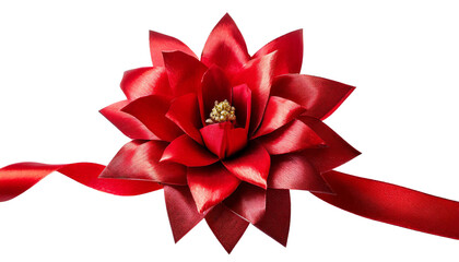 Red gift bow isolated on transparent background.