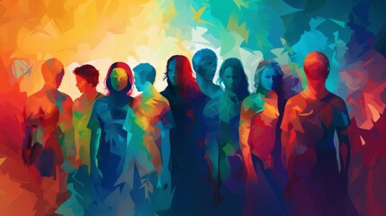 Vibrant abstract vector crowd - colorful chaos and diversity in a busy gathering

