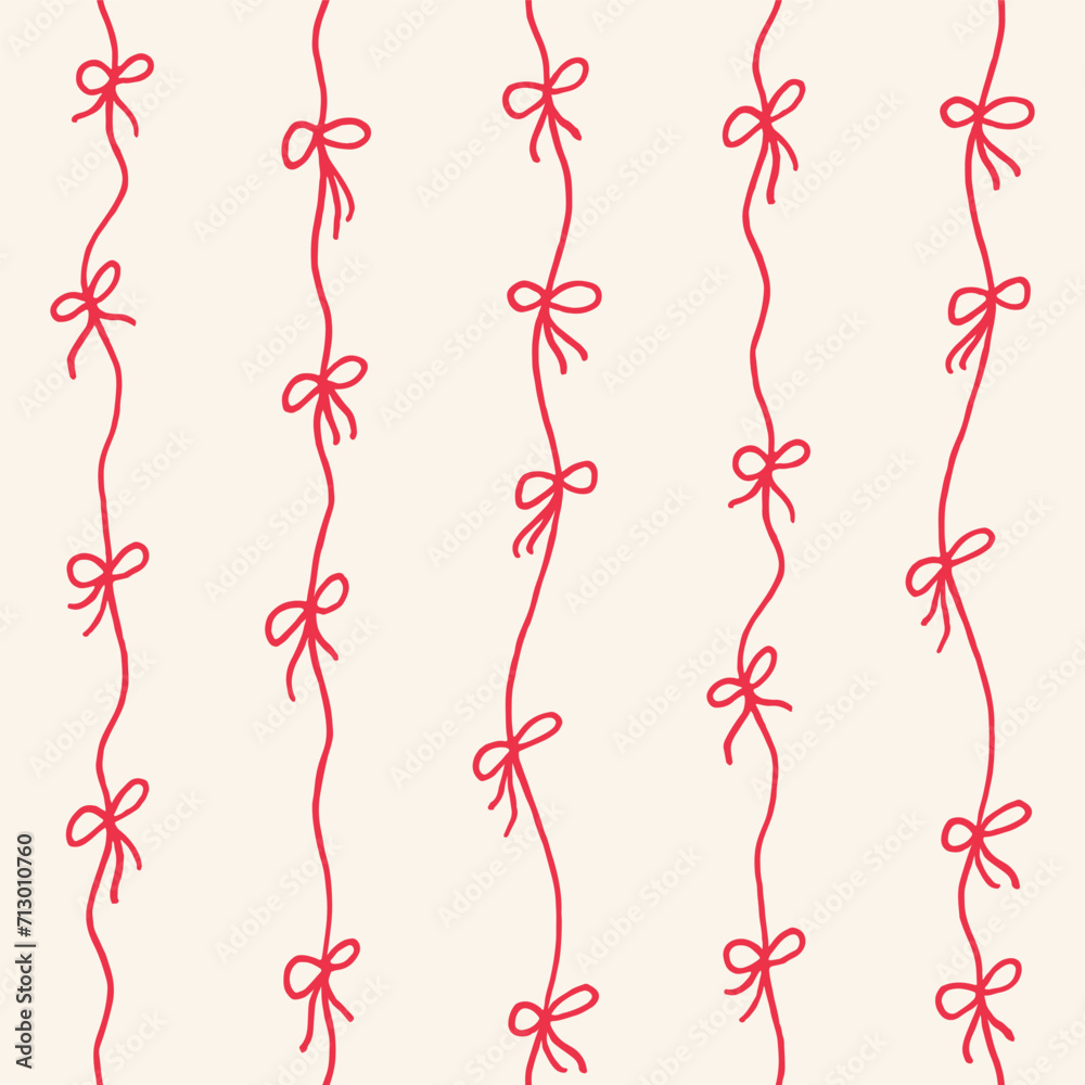 Aufkleber seamless hand drawn pattern with threads and bows
