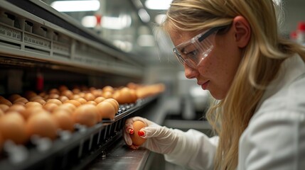 Immerse yourself in the realm of quality control as a lab test worker takes a practical approach to assess and maintain optimum chicken egg quality. Accurate and consistent measurement methods are emp