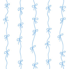 Seamless hand drawn pattern with threads and bows