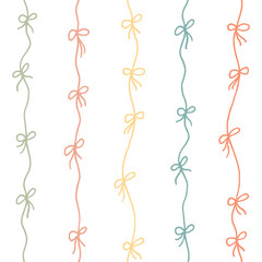 Seamless hand drawn pattern with threads and bows - 713010751